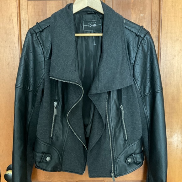 Blanc Noir Mixed Media Moto Jacket - L - Picture 3 of 8